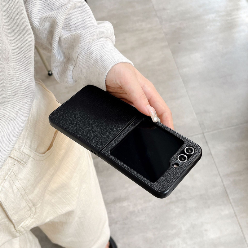 Заден калъф за Samsung Z Flip серия — имитационна кожа, ембос, защита при падане