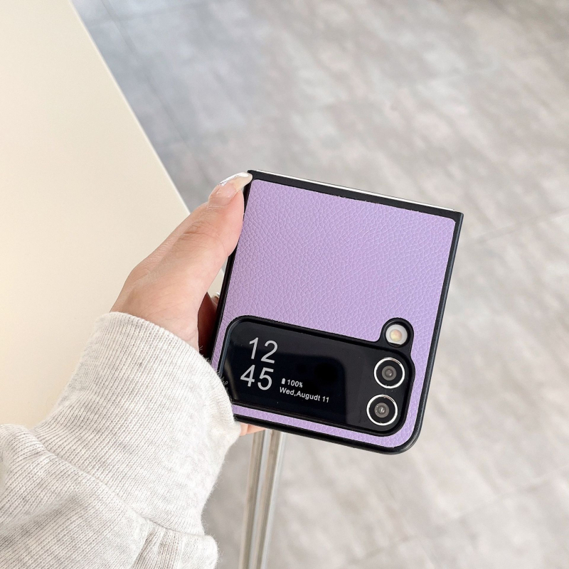 Заден калъф за Samsung Z Flip серия — имитационна кожа, ембос, защита при падане