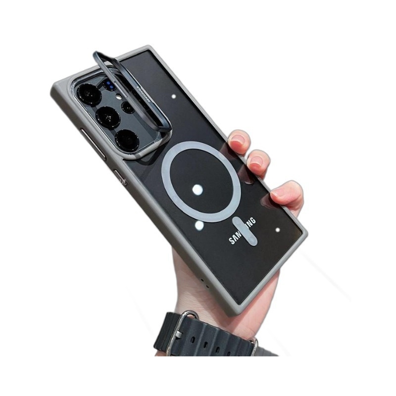 Samsung magnētā telefona lieta ar metāla objektīva stiprinājumu, matēts metāla rāmis, akrils un TPU, izturīgs pret šokiem, dzesēšana, pret pirkstu nospiedumiem