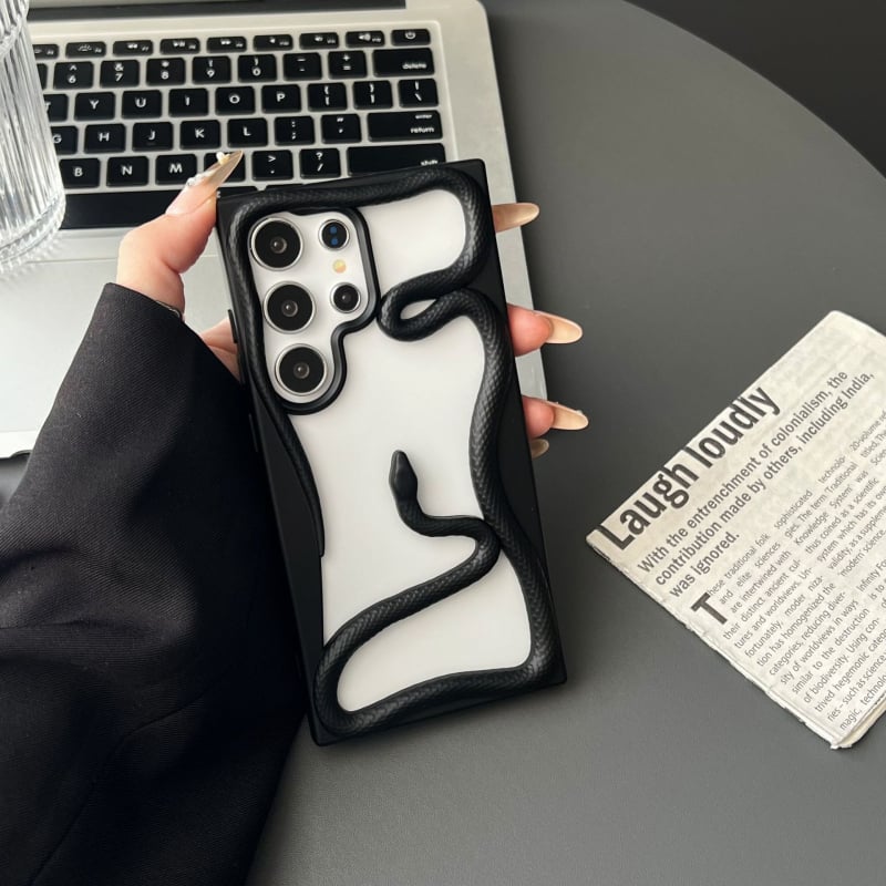 Калъф за Samsung Galaxy S22/S23 Ultra и S24/S25 Ultra – TPU, електроплат, удароустойчив, разсейване на топлината, змийски узор