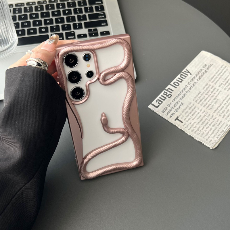 Калъф за Samsung Galaxy S22/S23 Ultra и S24/S25 Ultra – TPU, електроплат, удароустойчив, разсейване на топлината, змийски узор