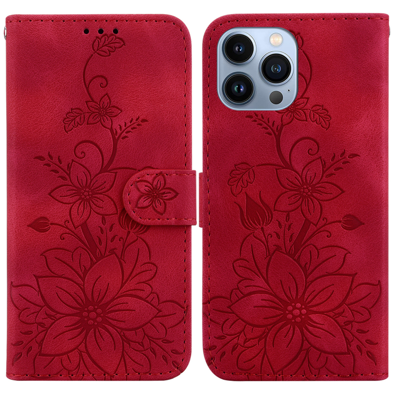 Калъф за защита с поставка от изкуствена кожа за iPhone 11, 12, 13, 14 Pro Max, удароустойчив, антипадане, ембосинг