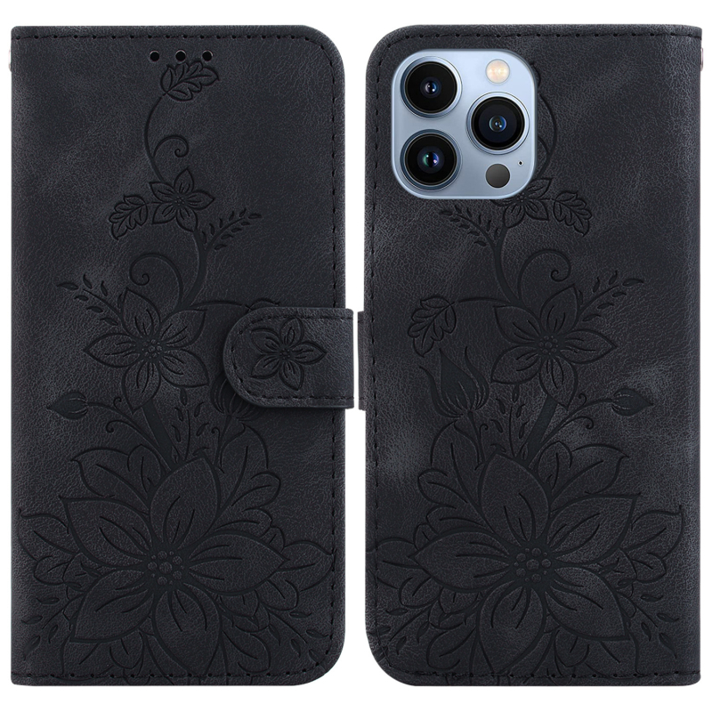 Калъф за защита с поставка от изкуствена кожа за iPhone 11, 12, 13, 14 Pro Max, удароустойчив, антипадане, ембосинг