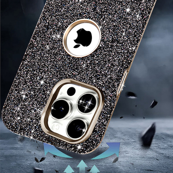 Защитен калъф за iPhone 12–15 серия: блестящ дизайн и видим логотип; магнитен, удароустойчив, пълен обхват, поликарбонатен материал, електроплатиново покритие