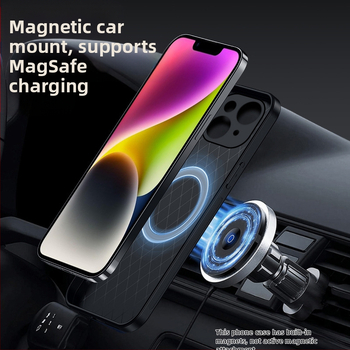 Калъф за iPhone с магнитна кожена текстура, имитационна кожа, твърд корпус; удароустойчив, анти отпечатъци, износоустойчив, защита при падане; съвместим с iPhone 11–14 серия (включително Pro/Max)