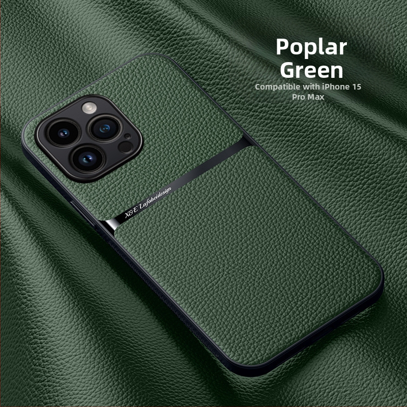 Калъф за iPhone с магнитна кожена текстура, имитационна кожа, твърд корпус; удароустойчив, анти отпечатъци, износоустойчив, защита при падане; съвместим с iPhone 11–14 серия (включително Pro/Max)