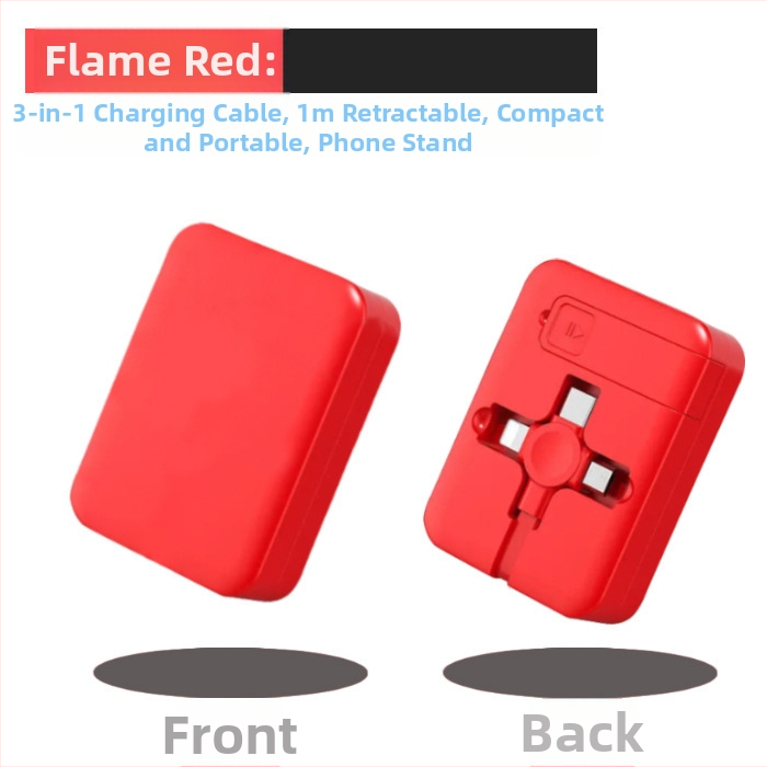 Καλώδιο φόρτισης 3 σε 1 με αναδιπλούμενη βάση, Lightning, Micro USB και USB-C, γρήγορη φόρτιση, μέγ. 3A