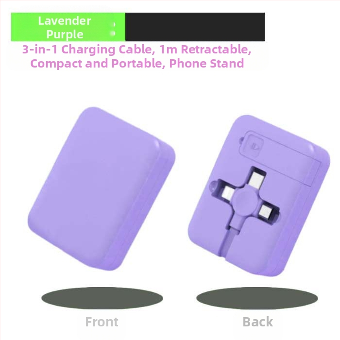 Καλώδιο φόρτισης 3 σε 1 με αναδιπλούμενη βάση, Lightning, Micro USB και USB-C, γρήγορη φόρτιση, μέγ. 3A