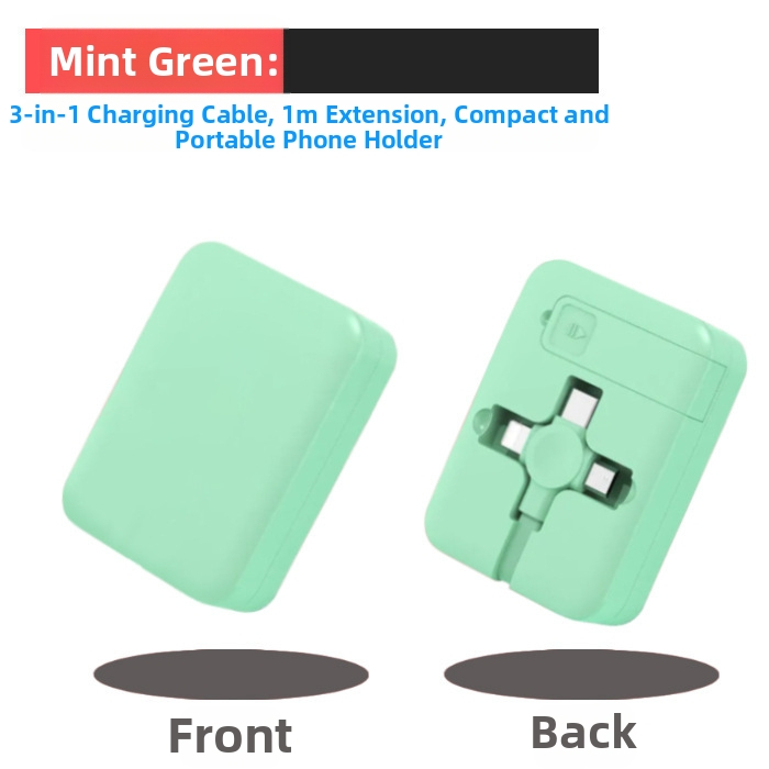 Καλώδιο φόρτισης 3 σε 1 με αναδιπλούμενη βάση, Lightning, Micro USB και USB-C, γρήγορη φόρτιση, μέγ. 3A