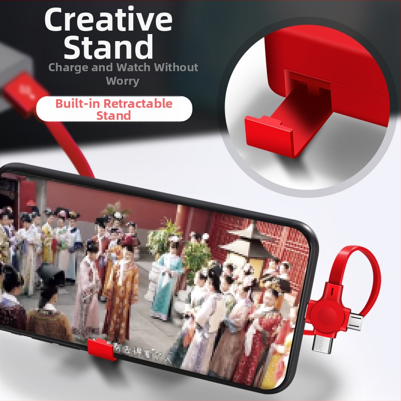 Καλώδιο φόρτισης 3 σε 1 με αναδιπλούμενη βάση, Lightning, Micro USB και USB-C, γρήγορη φόρτιση, μέγ. 3A