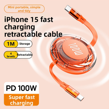 USB-C αναδιπλούμενο καλώδιο δεδομένων, 100W PD γρήγορη φόρτιση, αλουμινένιο κράμα, σύνδεσμος μονής κεφαλής