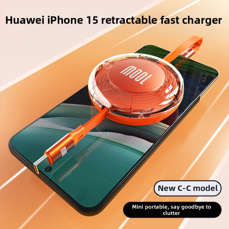 USB-C αναδιπλούμενο καλώδιο δεδομένων, 100W PD γρήγορη φόρτιση, αλουμινένιο κράμα, σύνδεσμος μονής κεφαλής