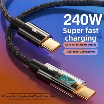 Καλώδιο USB Type-C με ψηφιακή οθόνη, μέγ. 240W, έξυπνο τσιπ, πλεκτό καλώδιο, συμβατό με Huawei/Xiaomi/Apple PD