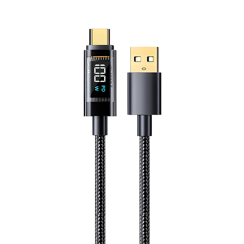 Καλώδιο USB Type-C με ψηφιακή οθόνη, μέγ. 240W, έξυπνο τσιπ, πλεκτό καλώδιο, συμβατό με Huawei/Xiaomi/Apple PD