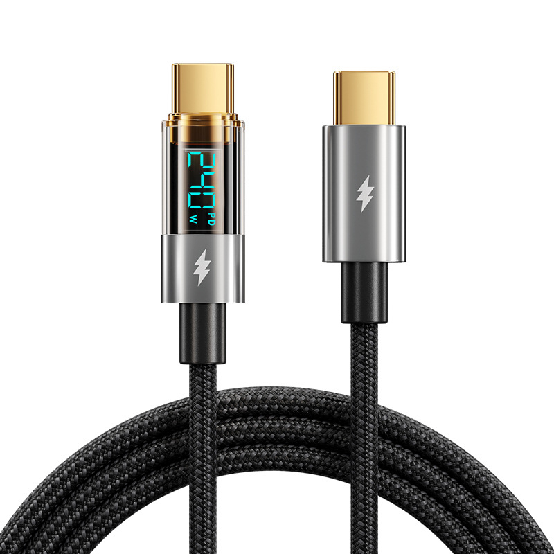 Καλώδιο USB Type-C με ψηφιακή οθόνη, μέγ. 240W, έξυπνο τσιπ, πλεκτό καλώδιο, συμβατό με Huawei/Xiaomi/Apple PD
