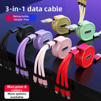 Αναδιπλούμενο καλώδιο ταχείας φόρτισης 3 σε 1: Lightning, Micro USB και USB-C; PC+ABS σώμα; μέγιστη ισχύς 10W; δώρο με λογότυπο