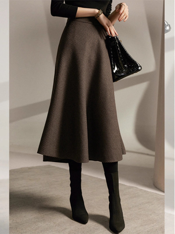 Γυναικεία φούστα Α-γραμμής midi με houndstooth print, πολυεστερικός ιστός, χειμώνας 2025