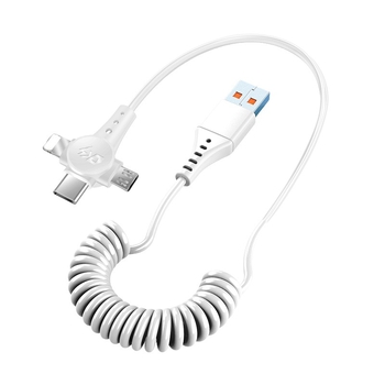 Καλώδιο 3-σε-1 δεδομένων και γρήγορης φόρτισης με Lightning, Micro USB και USB-C, μήκος 1,5 μ., τρία βύσματα, μέγιστη ισχύς 120 W, υλικό TPE