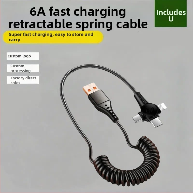 Καλώδιο 3-σε-1 δεδομένων και γρήγορης φόρτισης με Lightning, Micro USB και USB-C, μήκος 1,5 μ., τρία βύσματα, μέγιστη ισχύς 120 W, υλικό TPE