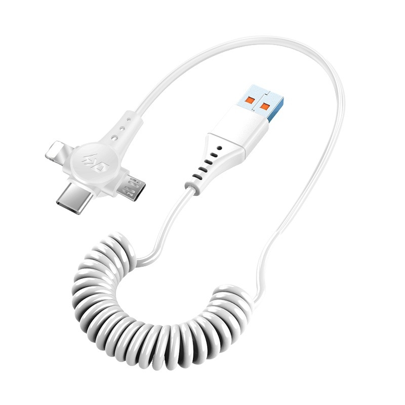 Καλώδιο 3-σε-1 δεδομένων και γρήγορης φόρτισης με Lightning, Micro USB και USB-C, μήκος 1,5 μ., τρία βύσματα, μέγιστη ισχύς 120 W, υλικό TPE