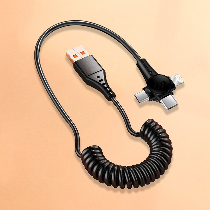 Καλώδιο 3-σε-1 δεδομένων και γρήγορης φόρτισης με Lightning, Micro USB και USB-C, μήκος 1,5 μ., τρία βύσματα, μέγιστη ισχύς 120 W, υλικό TPE