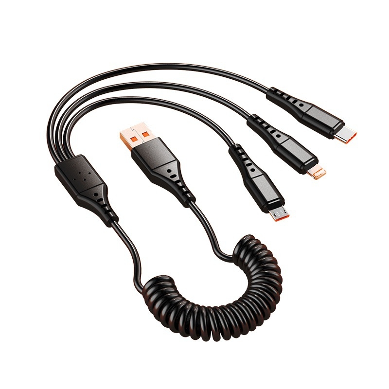 Καλώδιο 3-σε-1 δεδομένων και γρήγορης φόρτισης με Lightning, Micro USB και USB-C, μήκος 1,5 μ., τρία βύσματα, μέγιστη ισχύς 120 W, υλικό TPE