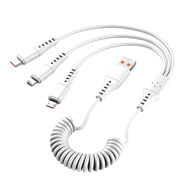 Καλώδιο 3-σε-1 δεδομένων και γρήγορης φόρτισης με Lightning, Micro USB και USB-C, μήκος 1,5 μ., τρία βύσματα, μέγιστη ισχύς 120 W, υλικό TPE