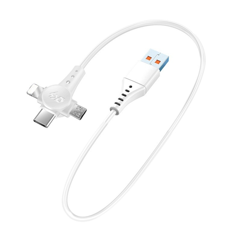 Καλώδιο 3-σε-1 δεδομένων και γρήγορης φόρτισης με Lightning, Micro USB και USB-C, μήκος 1,5 μ., τρία βύσματα, μέγιστη ισχύς 120 W, υλικό TPE