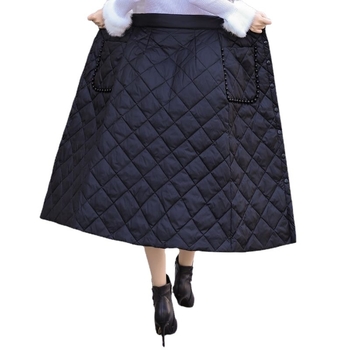 Φούστα μίντι ίσια με χάντρες, σύνθεση πολυεστερ-βαμβάκι, Χειμώνας 2024