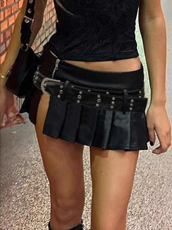 Plisirana kratka suknja s zatvaračem, poliester-spandeksa materijal, elegantan stil, proljeće 2025