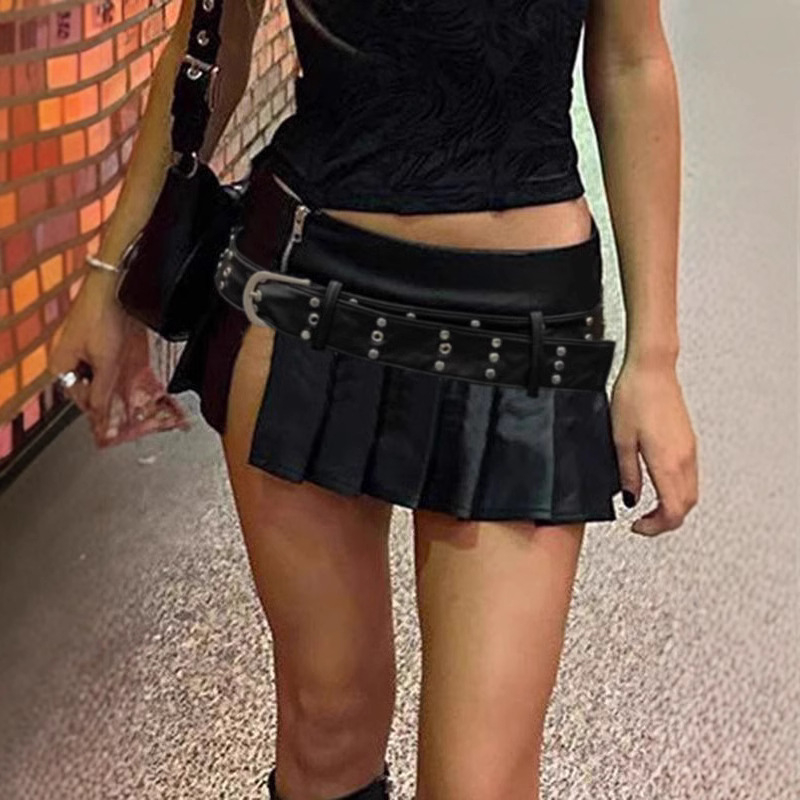 Plisirana kratka suknja s zatvaračem, poliester-spandeksa materijal, elegantan stil, proljeće 2025