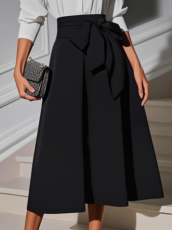 Suknja s nevidljivim zatvaračem i remenom, A-linija, srednja duljina, poliester sa spandeksom 70–80%/ <30% spandex, elegantan stil, proljeće 2025