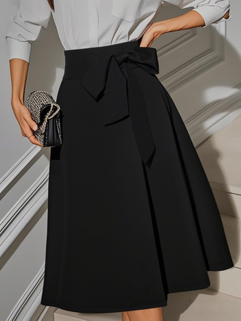 Suknja s nevidljivim zatvaračem i remenom, A-linija, srednja duljina, poliester sa spandeksom 70–80%/ <30% spandex, elegantan stil, proljeće 2025