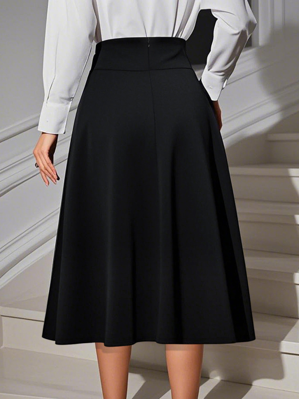 Suknja s nevidljivim zatvaračem i remenom, A-linija, srednja duljina, poliester sa spandeksom 70–80%/ <30% spandex, elegantan stil, proljeće 2025