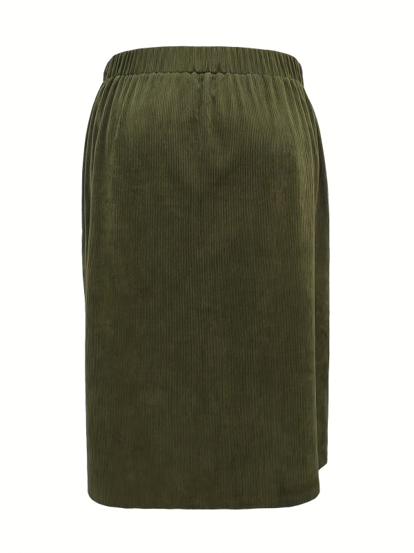 Ženska kordurova midi suknja, gradski poslovni stil, jednostupanjska suknja, 95% poliester + <30% spandex