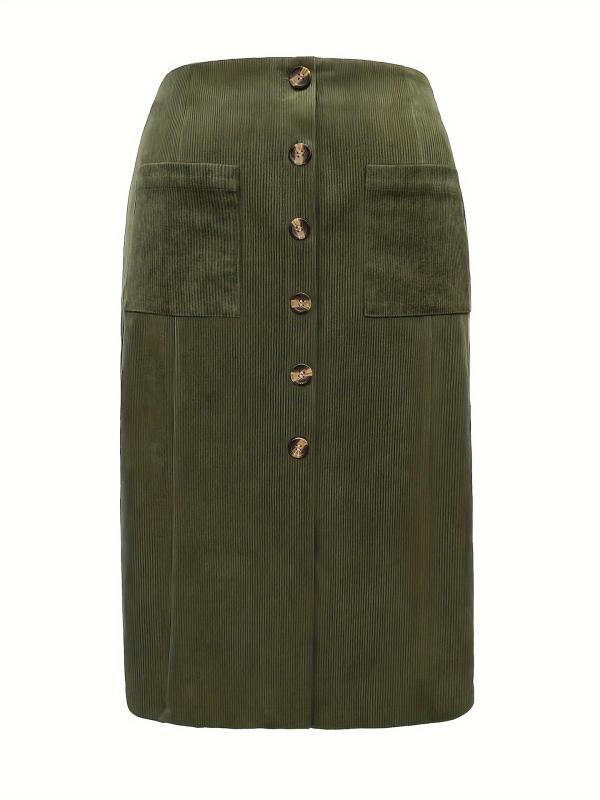 Ženska kordurova midi suknja, gradski poslovni stil, jednostupanjska suknja, 95% poliester + <30% spandex