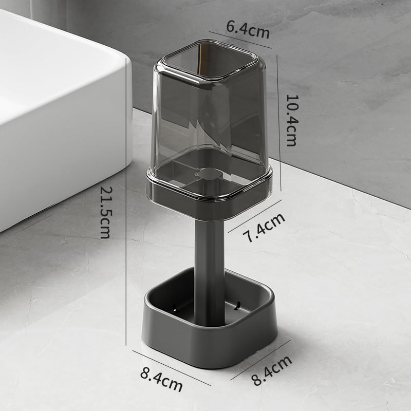 Yinhong Пластмасова поставка за четки за зъби и паста с чашка за жабурене – монтаж без пробиване