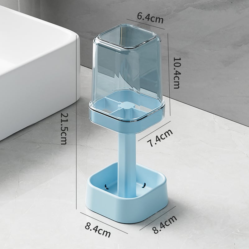 Yinhong Пластмасова поставка за четки за зъби и паста с чашка за жабурене – монтаж без пробиване