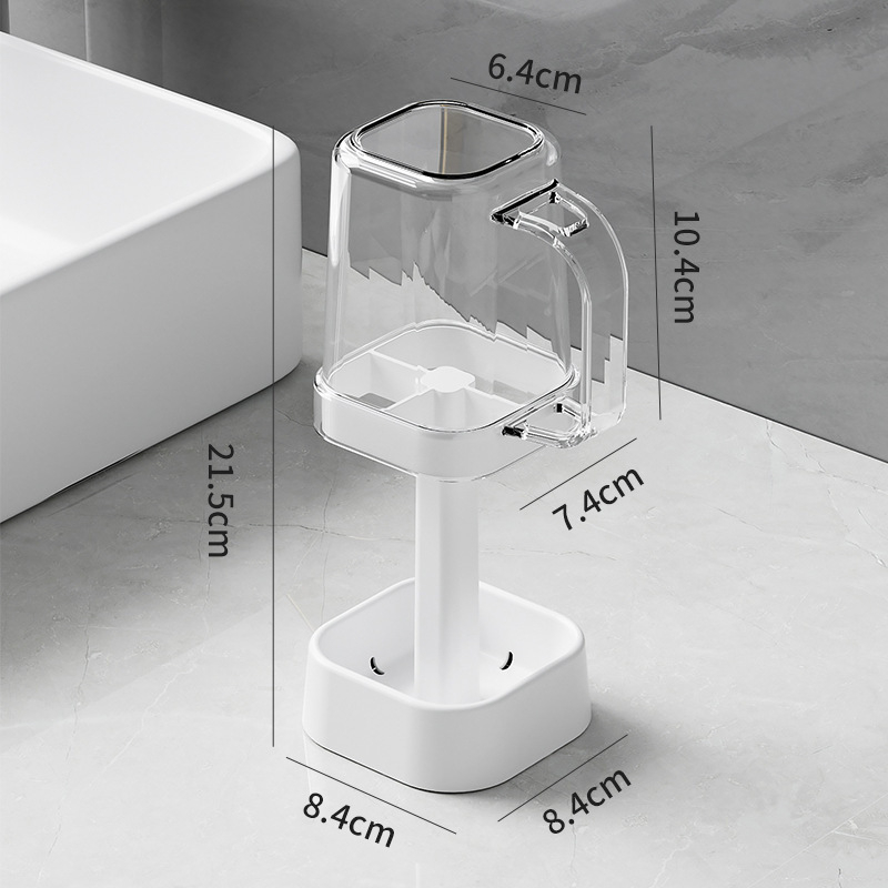 Yinhong Пластмасова поставка за четки за зъби и паста с чашка за жабурене – монтаж без пробиване