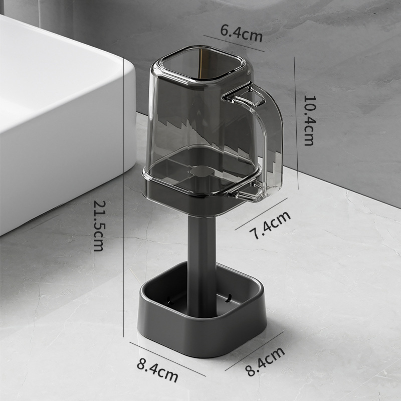 Yinhong Пластмасова поставка за четки за зъби и паста с чашка за жабурене – монтаж без пробиване