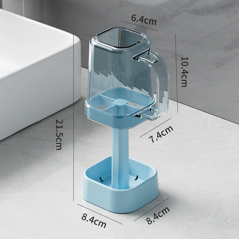 Yinhong Пластмасова поставка за четки за зъби и паста с чашка за жабурене – монтаж без пробиване
