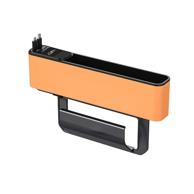 Θήκη αποθήκευσης στο κενό ανάμεσα στα καθίσματα αυτοκινήτου με ασύρματη φόρτιση, τηλεσκοπικό καλώδιο και ψηφιακή οθόνη