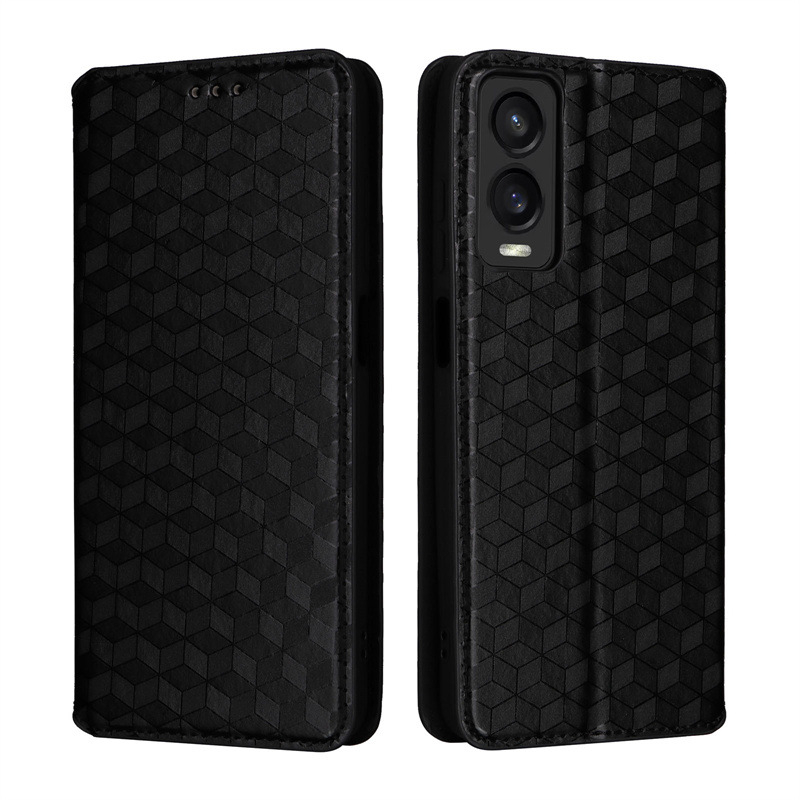 Husă pentru telefon cu suport pentru carduri și bază pentru Cricket Debut S3 / ICON 6 – TPU + piele, lucrat manual, suport magnetic, personalizabil