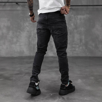 Мъжки дънки с тесен силует (цип за закопчаване, 71% памук, средна талия, четири сезона)