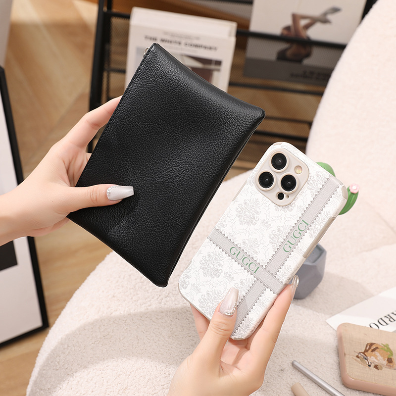 Kosmētikas soma ar ličiju tekstūru, PU mīkstā āda, ultralēta uzglabāšanai telefoniem un maku