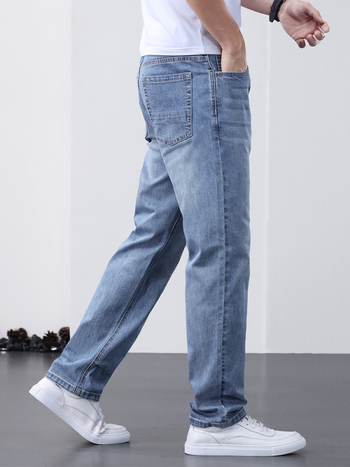 Дънки за мъже Straight кройка - средна талия, цип, измит, мерсеризирани, 95% памук, 3.8% полиестер, 1.2% спандекс