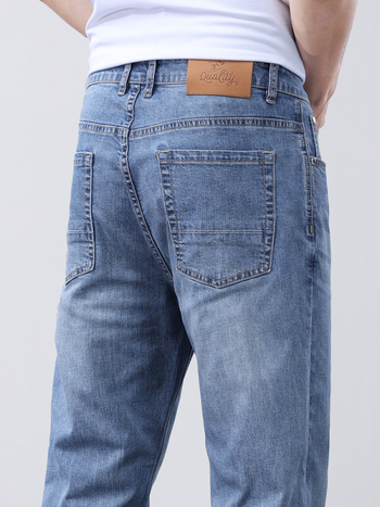 Дънки за мъже Straight кройка - средна талия, цип, измит, мерсеризирани, 95% памук, 3.8% полиестер, 1.2% спандекс