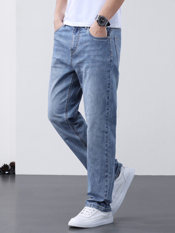 Дънки за мъже Straight кройка - средна талия, цип, измит, мерсеризирани, 95% памук, 3.8% полиестер, 1.2% спандекс