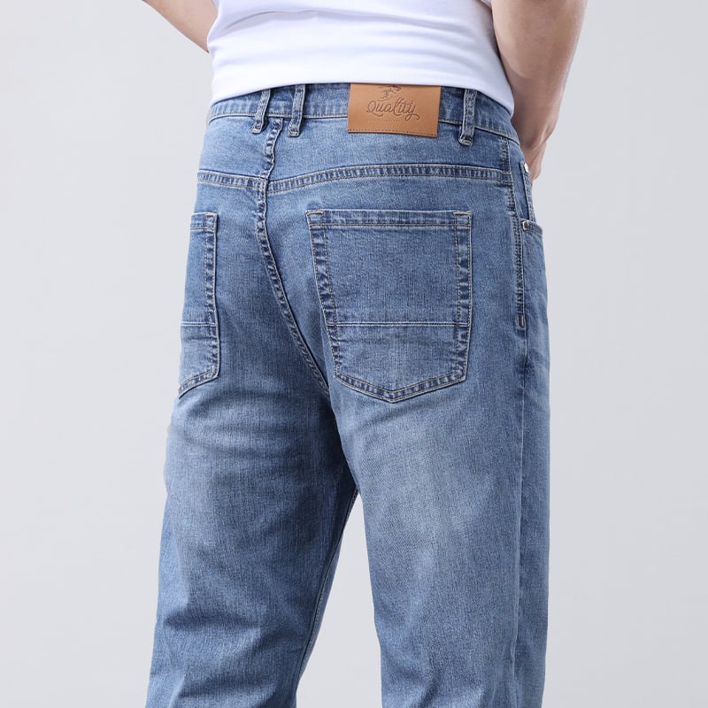 Дънки за мъже Straight кройка - средна талия, цип, измит, мерсеризирани, 95% памук, 3.8% полиестер, 1.2% спандекс