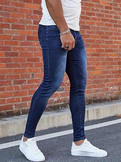 Дънки за мъже, стегнат силует, средна талия, ципна закопчалка, 80% памук